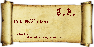 Bek Márton névjegykártya